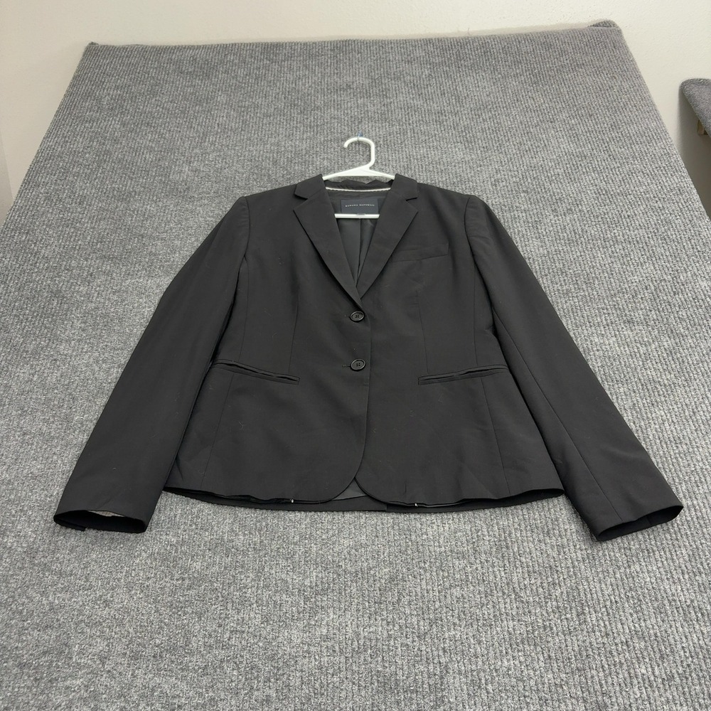 Banana Republic Blazer Women 8 Black Wool Stretch Two Button Professional Career